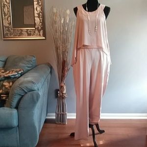 NWOT Blush Chiffon Overlay Jumpsuit